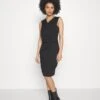 DRAPPED NECKLINE SMART BODYCON SLEEVELESS MINI DRESS - Jerseykleid - Black -Chic Fusion Verkauf 172e59578b62453284a60ba5da8b6274