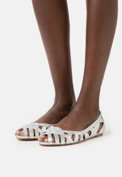 Anna Field LEATHER - Peeptoe Ballerina - Silver