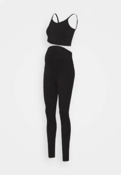 SET NURSING FUNCTION CROP TOP & LEGGINGS - Leggings - Hosen - Black